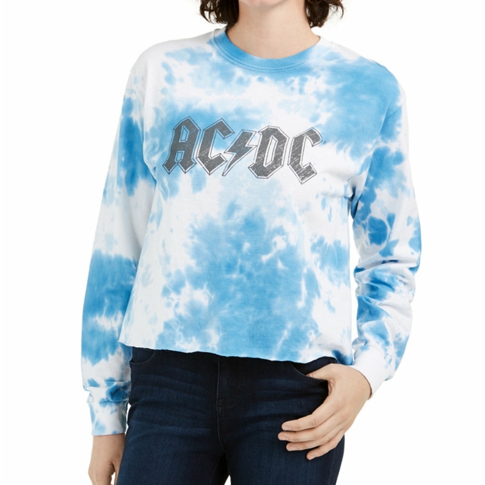 True Vintage ACDC Tie-Dye Top Blue XS